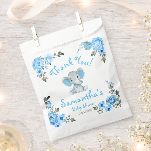 Rustieke Blue Boy Elephant Favors Baby shower Bedankzakje (Geknipt)