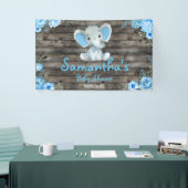 Rustieke Blue Boy Olifant Achtergrond Baby shower Spandoek (Beurs)