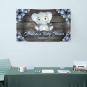 Rustieke Blue Boy Olifant Achtergrond Baby shower Spandoek (Beurs)