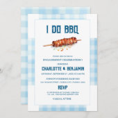 Rustieke Blue Gingham Ik doe BBQ verlovingsfeest Kaart (Voorkant / Achterkant)