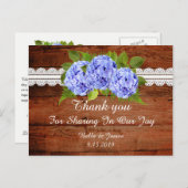 Rustieke Blue Hydrangea bruiloft Dank u Briefkaart (Voorkant / Achterkant)