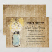 Rustieke Blue Mason Jar en Wildflower Daisies Kaart (Voorkant / Achterkant)