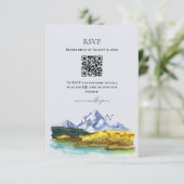 Rustieke Blue Mountain Aquarel Wedding RSVP Kaart (Staand voorkant)