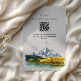 Rustieke Blue Mountain Aquarel Wedding RSVP Kaart