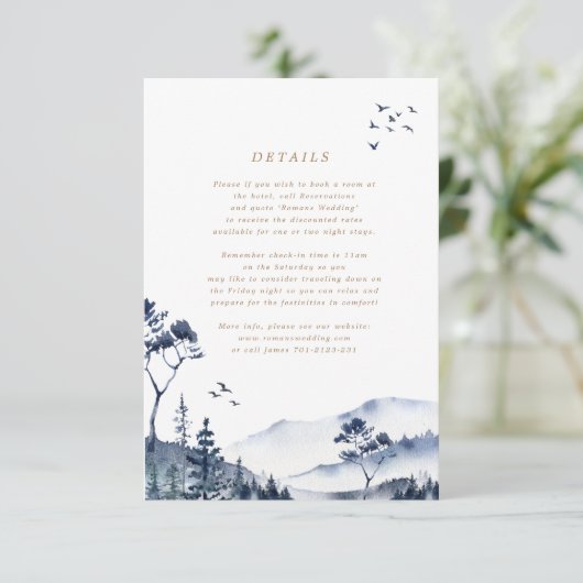 Rustieke Blue Mountain bruiloft details Kaart (Staand voorkant)