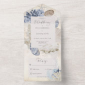 Rustieke Blue Ocean Beach Cream Geen diner All In One Uitnodiging (Binnen)