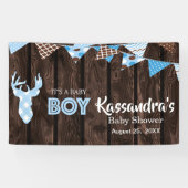 Rustieke Blue Plaid Herten Baby shower Banner (Horizontaal)