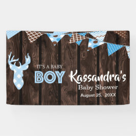Rustieke Blue Plaid Herten Baby shower Banner