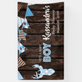 Rustieke Blue Plaid Herten Baby shower Banner (Verticaal)