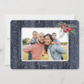 Rustieke Blue Snowy Rendier Kerstmis familie foto Feestdagenkaart (Achterkant)