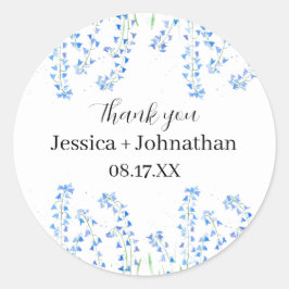 Rustieke Bluebells Blue Floral Dank je wel Ronde Sticker