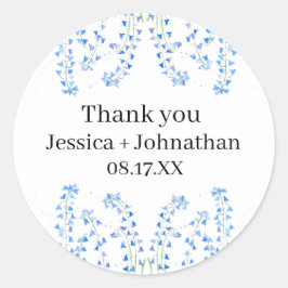 Rustieke Bluebells Blue Floral Dank je wel Ronde Sticker