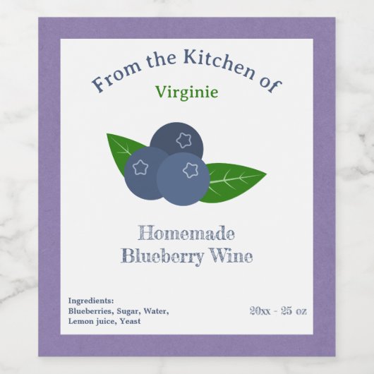 Rustieke Blueberry wijnfles Label Sticker (Enkel label)
