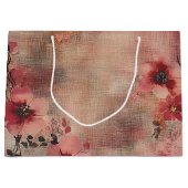 Rustieke Blush Bloem Motief Linnen (6) Groot Cadeauzakje (Voorkant)