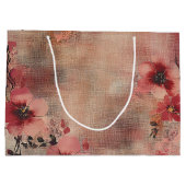 Rustieke Blush Bloem Motief Linnen (6) Groot Cadeauzakje (Achterkant)