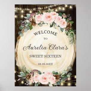 Rustieke Blush Bloemen Betoverde Bos Zoet Zestien Poster