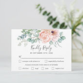 Rustieke Blush Bloemen Bruiloft Maaltijd Keuze RSV RSVP Kaartje (Staand voorkant)