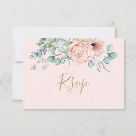 Rustieke Blush Bloemen Bruiloft Maaltijd Keuze RSV RSVP Kaartje (Achterkant)