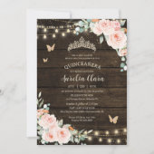 Rustieke Blush Bloemen Enchanted Forest Quinceañer Kaart (Voorkant)