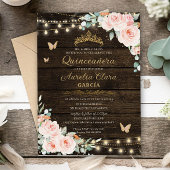 Rustieke Blush Bloemen Enchanted Forest Quinceaner Kaart