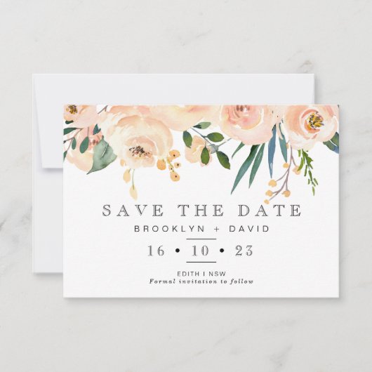 Rustieke Blush Bloemen Huwelijk Save The Date Kaar Kaart (Voorkant)