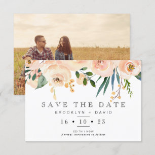 Rustieke Blush Bloemen Huwelijk Save The Date Kaar Kaart