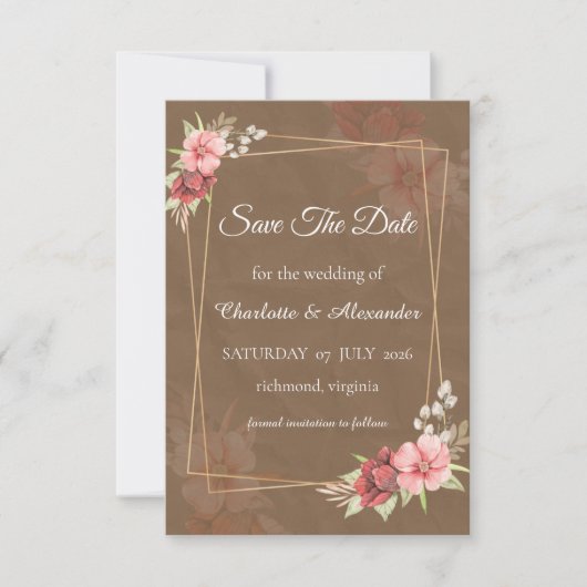 Rustieke Blush Bloemen Save The Date Kaart (Voorkant)