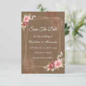 Rustieke Blush Bloemen Save The Date Kaart (Staand voorkant)