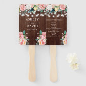 Rustieke Blush Bloemen String Lights Wedding Handwaaier (Voorkant en achterkant)