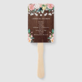 Rustieke Blush Bloemen String Lights Wedding Handwaaier (Achterkant)