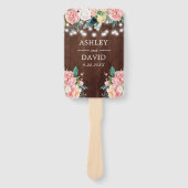 Rustieke Blush Bloemen String Lights Wedding Handwaaier (Voorkant)