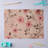 Rustieke Blush Bloemenpatroon Linnen (4) Tissuepapier (Craft)