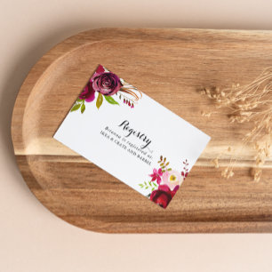 Rustieke Blush Bourgogne Bloemen Bruiloft Gift Reg Informatiekaartje