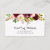 Rustieke Blush Bourgogne Bloemen Bruiloft Website Informatiekaartje (Voorkant)