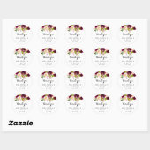 Rustieke Blush Bourgondië Dank u bruiloft gunst Ronde Sticker (Vel)