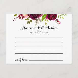 Rustieke Blush Bourgondië Floral bruiloft advies K Briefkaart
