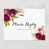 Rustieke Blush Bourgondië Menu Keuze RSVP Briefkaa (Voorkant)