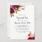 Rustieke Blush Bourgondische Bloemen Sip en See Kaart (Voorkant)