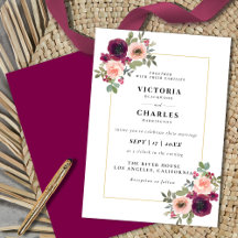 Rustieke Blush & Burgundy Waterverf Bloem Bruiloft