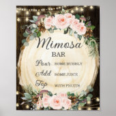 Rustieke Blush Floral Enchanted Forest Mimosa Bar Poster (Voorkant)