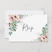 Rustieke Blush Flowers Eucalyptus Bruiloft RSVP Ka (Achterkant)