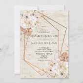 Rustieke Blush Geometrische Waterverf Bloemen Foto Kaart (Voorkant)