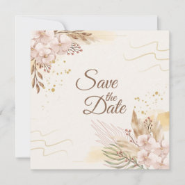 Rustieke Blush & Gouden Bloem Boho Bewaar de Datum