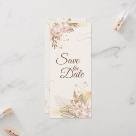 Rustieke Blush & Gouden Bloem Boho Bewaar de Datum Kaart