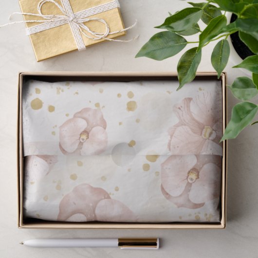 Rustieke Blush & Gouden Bloem Boho Cadeaupapier Tissuepapier (Geschenk)