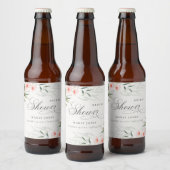 Rustieke Blush Groene Bloemstuk Bruidsdouche Bier Etiket (Flessen)