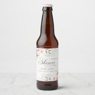 Rustieke Blush Groene Bloemstuk Bruidsdouche Bier Etiket