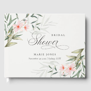Rustieke Blush Groene Bloemstuk Bruidsdouche Gastenboek
