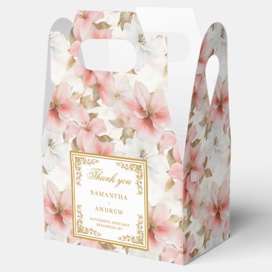 Rustieke blush ivoor waterverf bruiloft gunst box bedankdoosjes (Geopend)