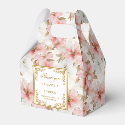 Rustieke blush ivoor waterverf bruiloft gunst box bedankdoosjes (Voorkant Zijde)